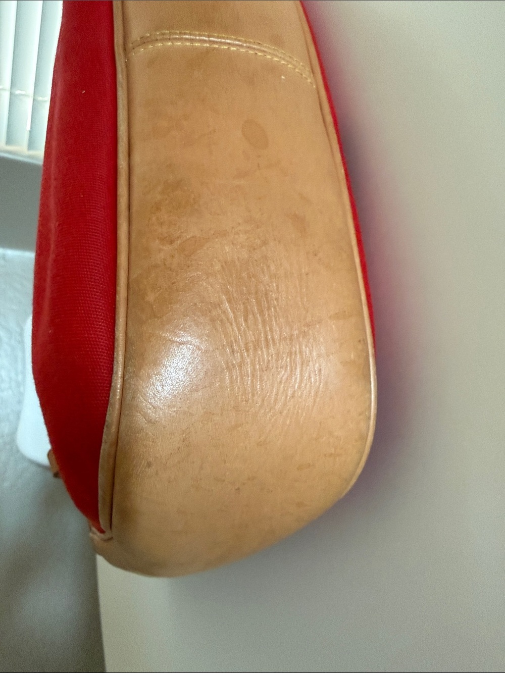 Dooney & Bourke Vintage Cabriolet Red Canvas and Tan Leather Shoulder Bag - Picture 13 of 16